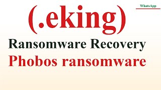 How to Remove and Decrypt Eking eking Phobos Ransomware Viruses  Stop Ransomware Ultimate Guide [upl. by Lorre631]