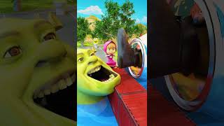 👽 Giant Shrek Foot Pushing Characters Driving on Container Bridge into Shrek [upl. by Norb348]