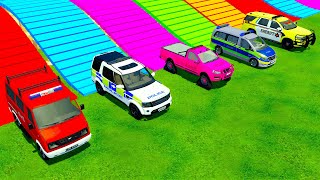 DACIA LAND ROVER CHEVROLET FORD POLICE CARS amp MERCEDES AMBULANCE VEHICLE TRANSPORTING  FS22 [upl. by Crelin]