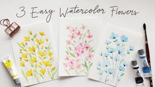 3 EASY beginner friendly watercolor flower doodles [upl. by Rosy]