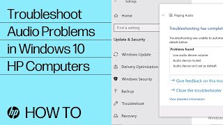 Troubleshoot Audio Problems in Windows 10  HP Computers  HP Support [upl. by Ailecec453]