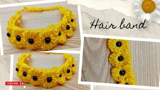 Crochet hair band crochet hair bow design sb crochet ideas [upl. by Notrem]