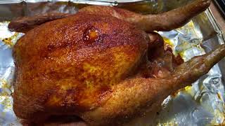 Smokedroasted chicken in Broil King BBQ smoker any BBQ works [upl. by Notyep86]