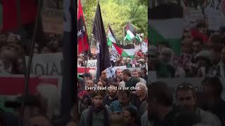 ProPalestine marches erupt across Spain amid nationwide strike [upl. by Simetra501]