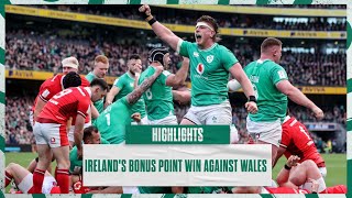 Highlights Irelands Bonus Point Win Against Wales [upl. by Skill906]