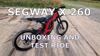 Segway X260 dirt Ebike Unboxing and test ride [upl. by Anawot]