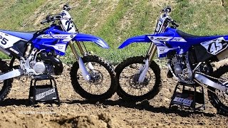 2016 Yamaha YZ 125 amp YZ250 2 strokes head to head  Dirt Bike Magazine [upl. by Anais]