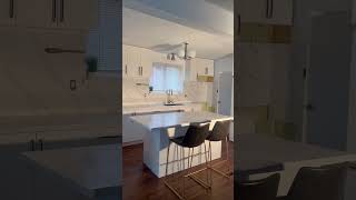 White cabinets with white grey grains countertop and backsplash whitecabinets kitchen music [upl. by Berti]