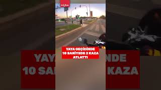 Yaya geçidinden karşıya geçen adam iki kere ezilme tehlikesi atlattı shorts yayageçidi trafik [upl. by Pinette]