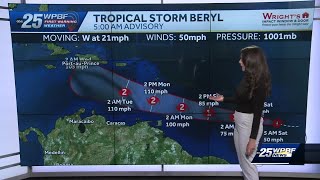 Tropical Storm Beryl intensifying in the Atlantic [upl. by Atsed]