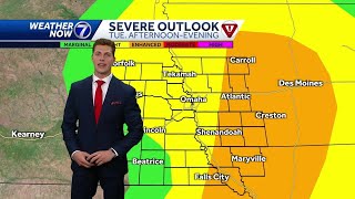 Tuesday brings back potential for strong to severe storms to impact Nebraska Iowa [upl. by Yrrehs]