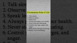 8 Fundamental Rules Of Life 👍🏻😎 motivation psychologyfacts psychology shorts trending [upl. by Xyno788]