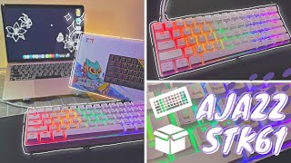 💕 BUDGET Keyboard ⌨️  Ajazz STK61 White  Blue switch  RGB  Unbox 📦✨  Typing sound 🔈🤍 [upl. by Atnahs]