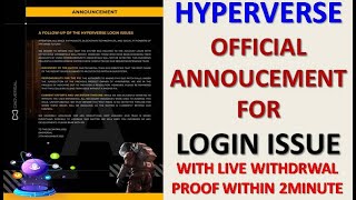 Hyperverse Official Annoucement For Hyperverse Login Issue [upl. by Shewmaker490]