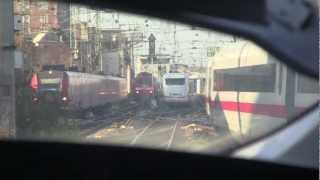 Leaving Köln Hbf amp Crossing Hohenzollernbrücke Rear View from an ICE Train  20th November 2012 [upl. by Carew]