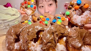 ASMR Crispy Chocolate Donut【Mukbang Eating Sounds】【English subtitles】 [upl. by Nodyarg]