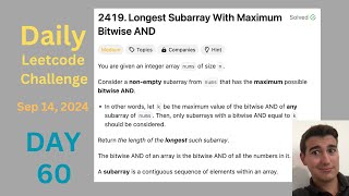 Daily LeetCode Challenge Day 60 Longest Subarray With Maximum Bitwise AND [upl. by Thaxter]