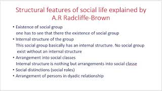 Structural functionalism of Radcliffe Brown [upl. by Estus]