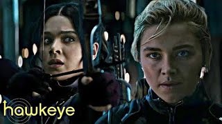 Yelena Belova vs Kate Bishop amp Hawkeye Fight Scene  Hawkeye Episode 4 [upl. by Valene85]