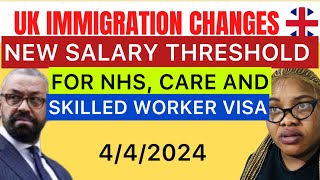 UK IMMIGRATION CHANGES TO CARE WORKER AND SKILLED WORKER VISA SALARY THRESHOLD [upl. by Arabelle253]