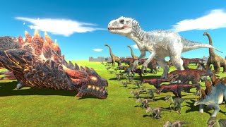 Dinosaurs War  Indominus Rex Fight Lava Dragon [upl. by Haleigh]