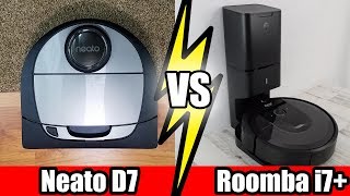 Roomba i7 vs Neato D7  TESTS  Robot Vacuum Wars [upl. by Aihsekel]