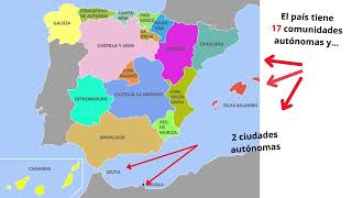 Mapa de las 17 comunidades autónomas españolas y sus ciudades principales [upl. by Sirenay]