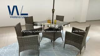 Wisteria Lane Outdoor Furniture 5Piece Wicker Patio Dining Table and Chair SetKX13BN13GR [upl. by Horner36]