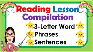 Compilation 3Letter Words  Phrases  Reading Sentences  Learning videos for kids [upl. by Yras]