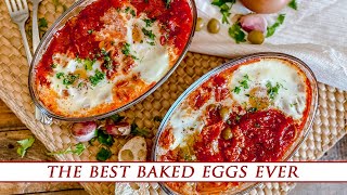 Baked SPANISH EGGS with Tomatoes amp Olives [upl. by Anirehtac]