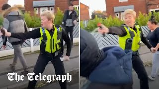 Female police officer pepper sprays multiple people in Leeds [upl. by Ainesell]