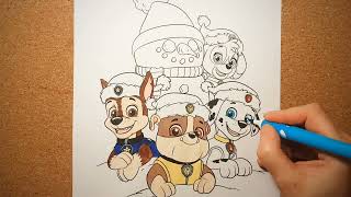 AniaKoloruje Dla Maluchów  How to color PAW PATROL  CHRISTAMAS  Jak pokolorować PSI PATROL [upl. by Eidnew]