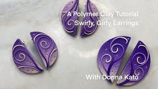 A Polymer Clay Tutorial Simple Swirly Girly Earrings [upl. by Ennazzus]