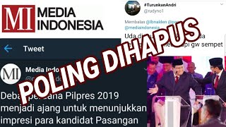 PRABOWO SANDI MENANG POLLING DIHAPUS MEDIA INDONESIADEBAT CAPRESDEBAT PILPRES 2019PRABOWO SANDI [upl. by Retswerb]