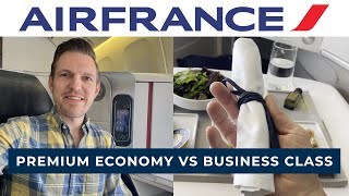 Air France Premium Economy vs Business Class Review  Paris Charles de Gaulle Boeing 777300ER [upl. by Trembly]