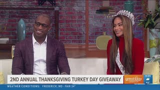 NFL star Vernon Davis and Miss DC USA 2023 Cassie Baloue team up for the 2nd annual Thanksgiving Tur [upl. by Aled]