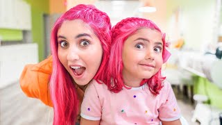 My Daughters First Haircut in Pink Dad freaks out [upl. by Ellynad223]