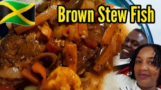 Jamaican Brown Stew Fish Cook dinner with us 😋 💯🇯🇲 [upl. by Lebasi]