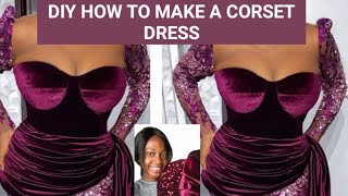 HOW TO MAKE A CORSET TOP DRESS CUTTING AND STITCHING  STRAPLESS BUSTIER TOP [upl. by Llewop]