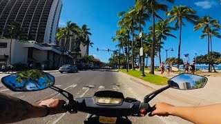 Riding Mopeds Around Waikiki Oahu Hawaii [upl. by Greenman]