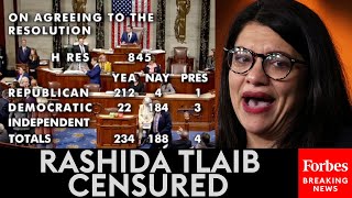 BREAKING NEWS Rashida Tlaib Censured By Fellow House Members [upl. by Yelhs]