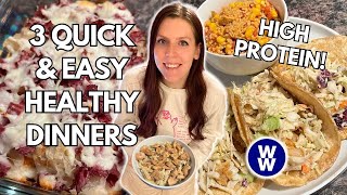 3 QUICK amp EASY HIGH PROTEIN HEALTHY DINNER RECIPES  WeightWatchers Points Calories amp Macros [upl. by Sadnak]