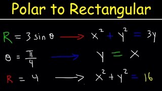 Polar Equations to Rectangular Equations Precalculus Examples and Practice Problems [upl. by Afinom]