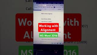 Working with Alignment  Align Left Align Center Align Right word2016 [upl. by Kcirdneh728]