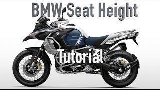 New BMW R1250 GS Adventure and GS both Standard and Low Suspension Seat Height Tutorial [upl. by Sheffie]