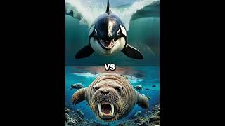 Killer Orca Whale vs Megalodon vs Dolphin shark blue whale turtle seal funny animals facts [upl. by Suravaj]