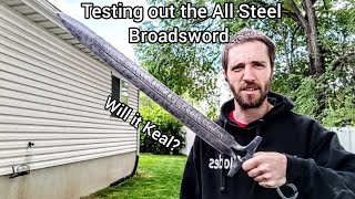 Testing A Medieval Broadsword This Thing Is A Chunky Beast [upl. by Nynahs]