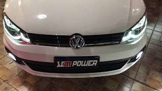 Vw gol trend  modificacion de opticas  tiras de led drl posicion y balizas  blackhousing creeled [upl. by Ynetruoc]