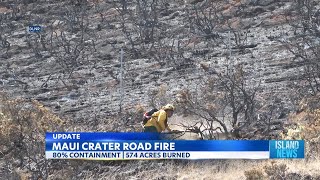 Fire crews contain 80 of Haleakala Crater Road Fire 574 acres burned [upl. by Hammond]