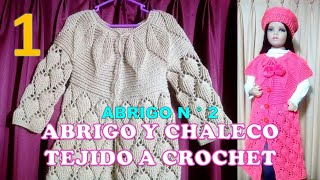 PARTE 1 Como tejer el Abrigo N° 2 chompón saco o suéter largo a crochet para bebes niñas y damas [upl. by Elokin]